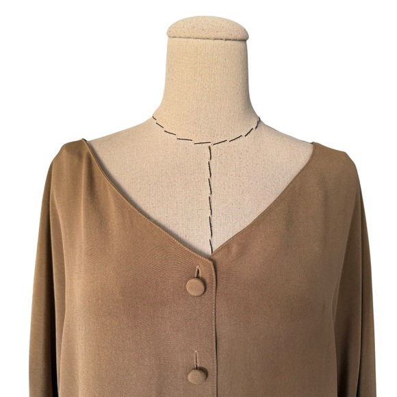 Vintage 80s Donna Karan 100% Silk ButtonUp Top Blouse Small Black Label Bergdorf - Picture 2 of 11